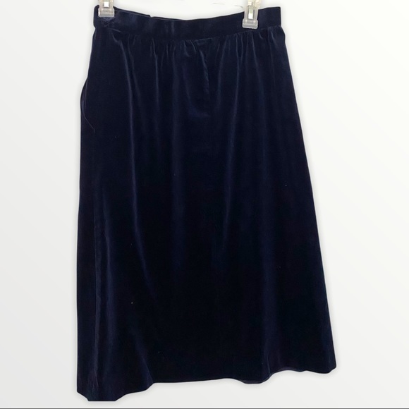 Vintage Velvet Skirt Midnight Blue Size Small Side Closure - Picture 3 of 4